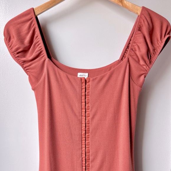 WILFRED Fortune Stretch Ribbed Mini Dress Clay - Picture 4 of 9